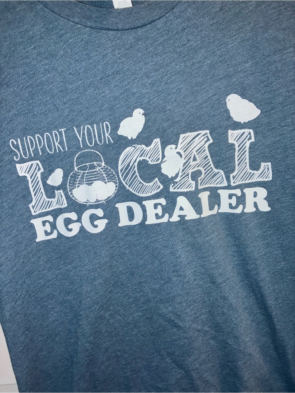 Bella Canvas Heather Blue "Support Your Local Egg Dealer" Short Sleeve Tee